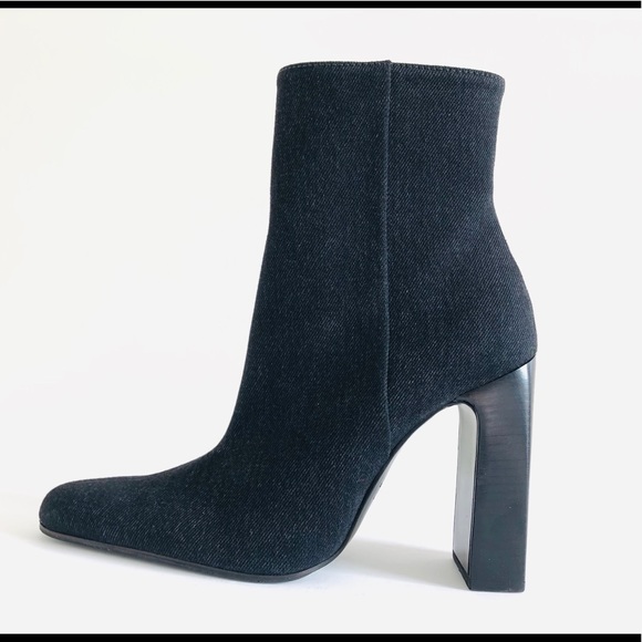 Balenciaga Shoes - Balenciaga  Black Denim Ankle Boot Side Zip Bootie